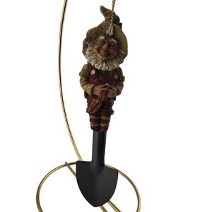 Garden Gnome Ornament Shovel Figurine Whimsical Fairy Tale Decor